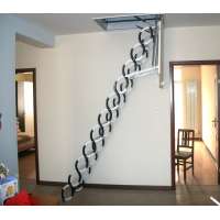 steel automatic electric telescopic loft ladders,hydraulic folding attic stairs